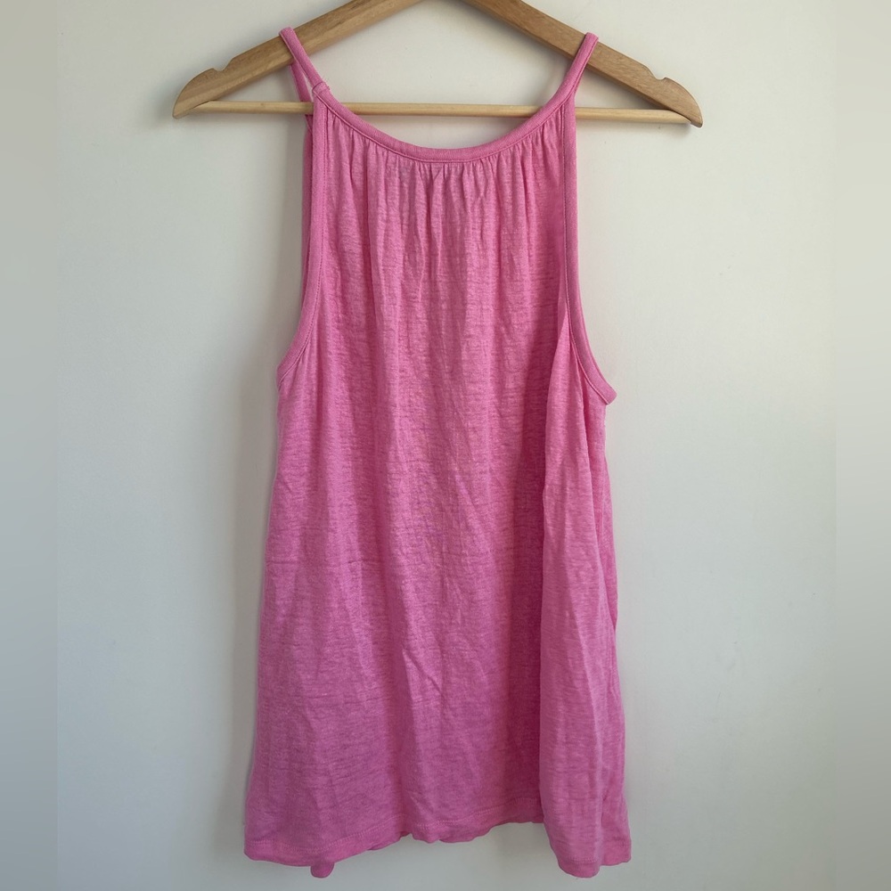 Halston Heritage Pink Linen Blend Tank Top - Picture 2 of 4